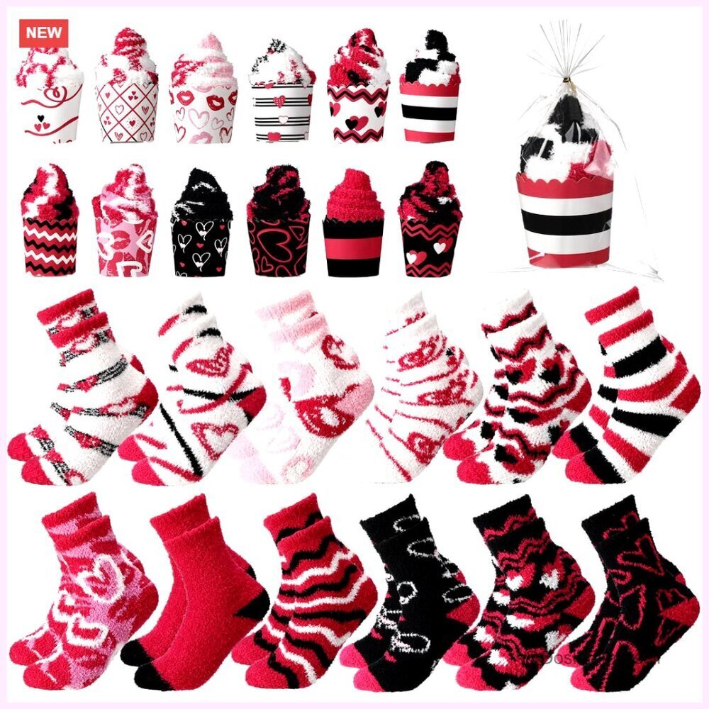 Warm Fuzzy Slipper Socks Set Cozy Sleeping Lounge Holiday Gift Pack